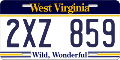 WV license plate 2XZ859
