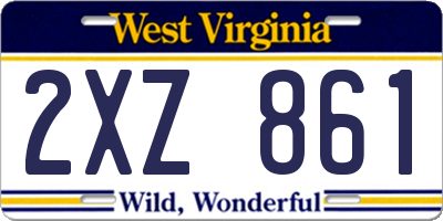 WV license plate 2XZ861