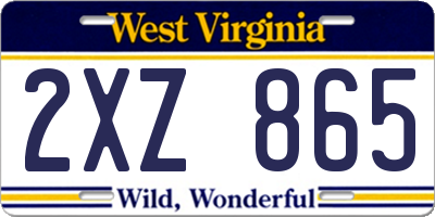 WV license plate 2XZ865