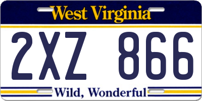 WV license plate 2XZ866