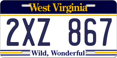 WV license plate 2XZ867