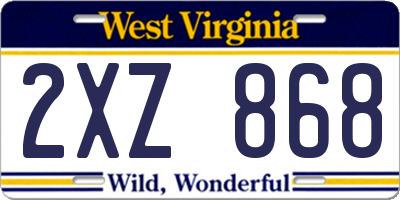 WV license plate 2XZ868
