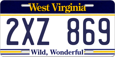 WV license plate 2XZ869
