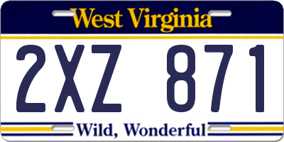 WV license plate 2XZ871