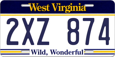 WV license plate 2XZ874