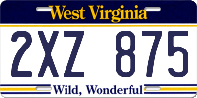 WV license plate 2XZ875