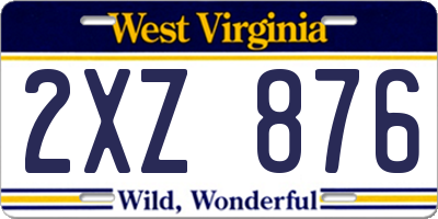 WV license plate 2XZ876