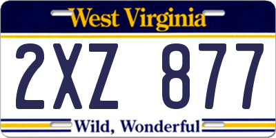 WV license plate 2XZ877