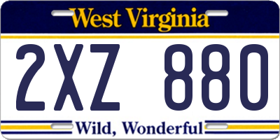 WV license plate 2XZ880