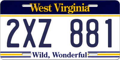WV license plate 2XZ881