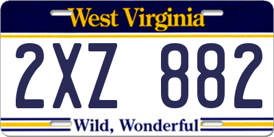 WV license plate 2XZ882