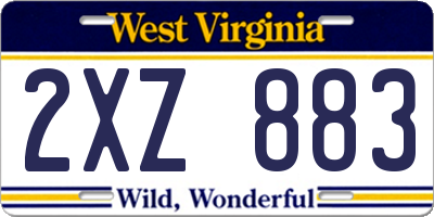 WV license plate 2XZ883