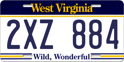 WV license plate 2XZ884
