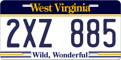 WV license plate 2XZ885