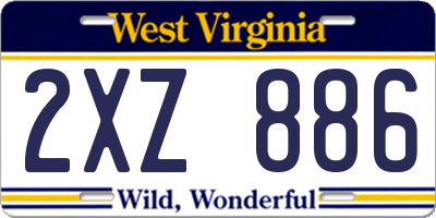 WV license plate 2XZ886