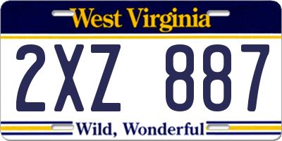 WV license plate 2XZ887