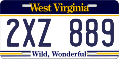 WV license plate 2XZ889