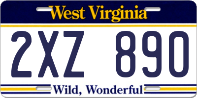 WV license plate 2XZ890
