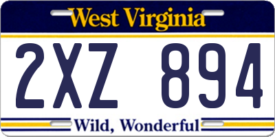 WV license plate 2XZ894