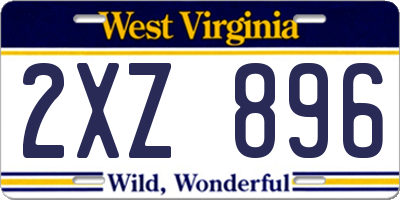 WV license plate 2XZ896