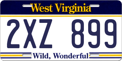 WV license plate 2XZ899