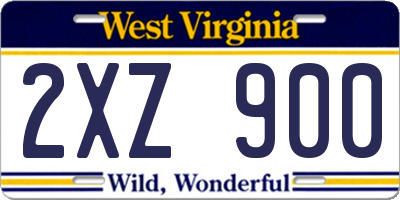 WV license plate 2XZ900
