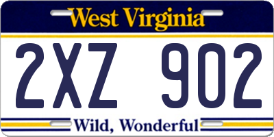 WV license plate 2XZ902