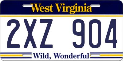 WV license plate 2XZ904