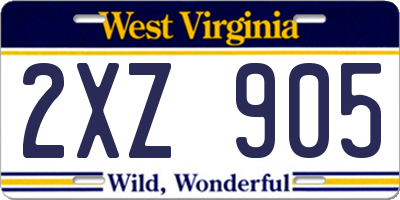 WV license plate 2XZ905