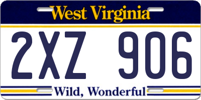 WV license plate 2XZ906