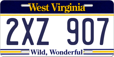 WV license plate 2XZ907