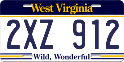 WV license plate 2XZ912