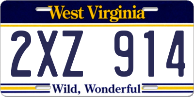 WV license plate 2XZ914