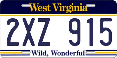 WV license plate 2XZ915