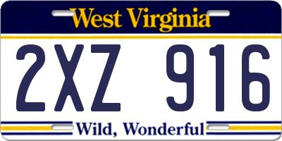 WV license plate 2XZ916