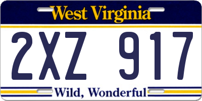 WV license plate 2XZ917