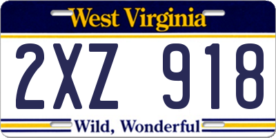 WV license plate 2XZ918