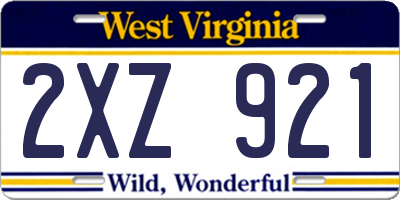 WV license plate 2XZ921