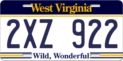WV license plate 2XZ922