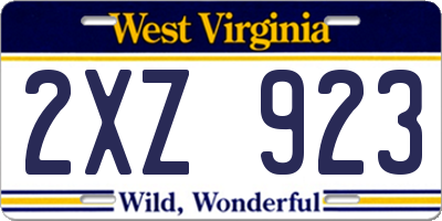 WV license plate 2XZ923