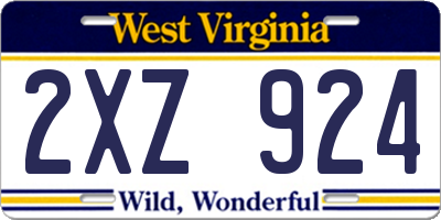 WV license plate 2XZ924