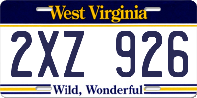WV license plate 2XZ926