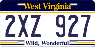 WV license plate 2XZ927