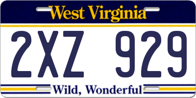 WV license plate 2XZ929
