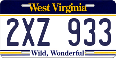 WV license plate 2XZ933