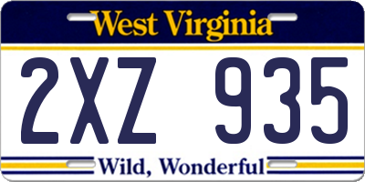 WV license plate 2XZ935