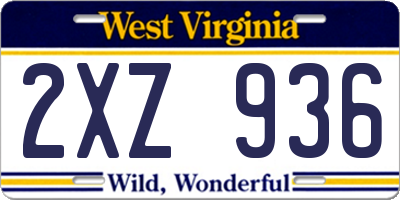 WV license plate 2XZ936