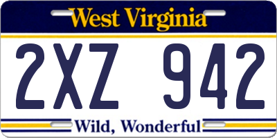 WV license plate 2XZ942