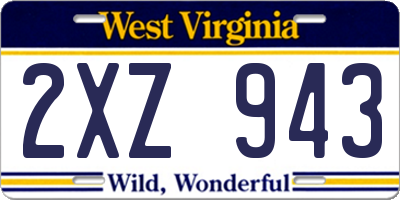 WV license plate 2XZ943
