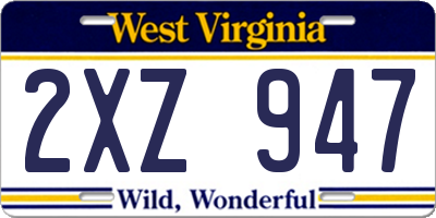 WV license plate 2XZ947